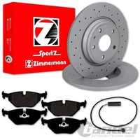 Zimmermann Gelochte Sport Bremsscheiben + BelÄGe Hinten Passend FüR BMW 3Er E36