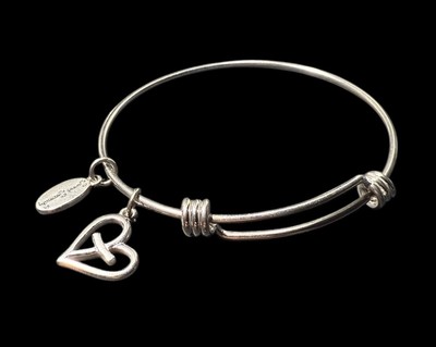 LA Rocks Bracelet 925 Sterling Sweet Serenity Cross in Heart Charm Slide Bangle