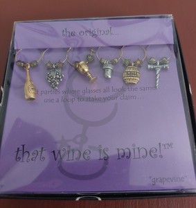Two Sets Of Unique Wine Glass Charms