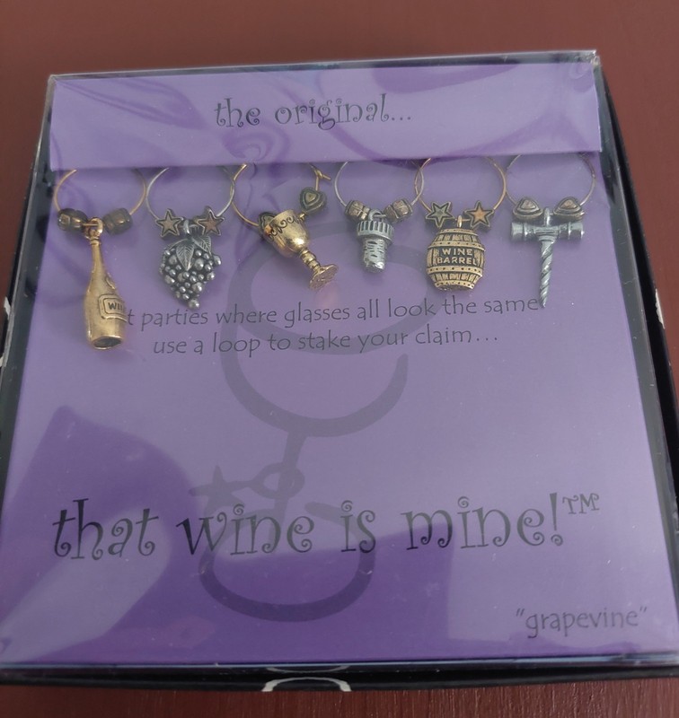 Two Sets Of Unique Wine Glass Charms