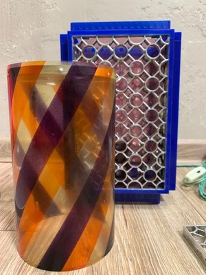 70s ヴィンテージランプ made in USSR(ソ連) Vintage Soviet Rotating Lamp USSR 1970s Geometric Pattern Amber