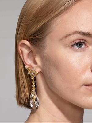 Alexis Bittar STYLE Earrings Gold Statement Dream Rain Post Drop Boho CZ