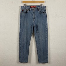 Vintage 90s Guess USA Blue Jeans 33x30.5 High Rise Straight Leg Denim Pants