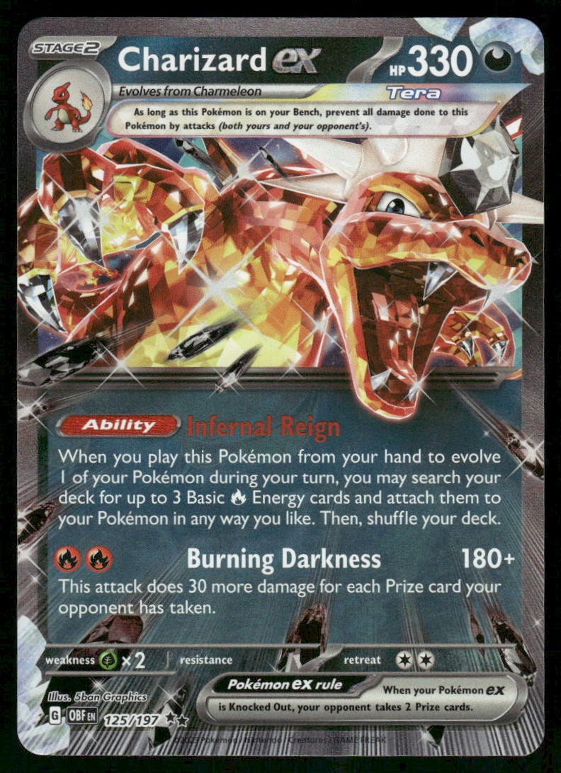 Charizard ex - 125/197 Double Rare Holo NM Pokemon SV03: Obsidian Flames