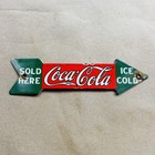 Coca Cola Red Green Arrow Porcelain Enamel  Vintage Direction Sign 10" x 2 3/4" — photo 1