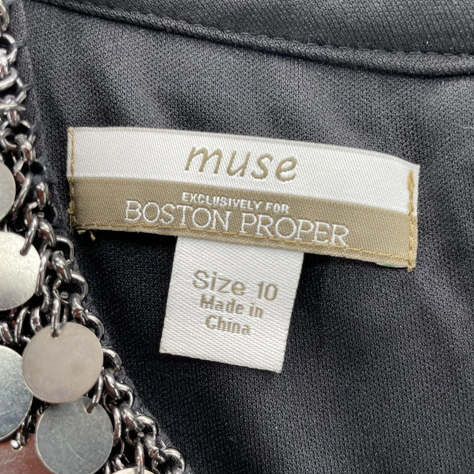 Muse Mini Dress Women's 10 Fringe Coin Tassel Flapper Boho Cocktail 1920's Party - Image 3 of 4