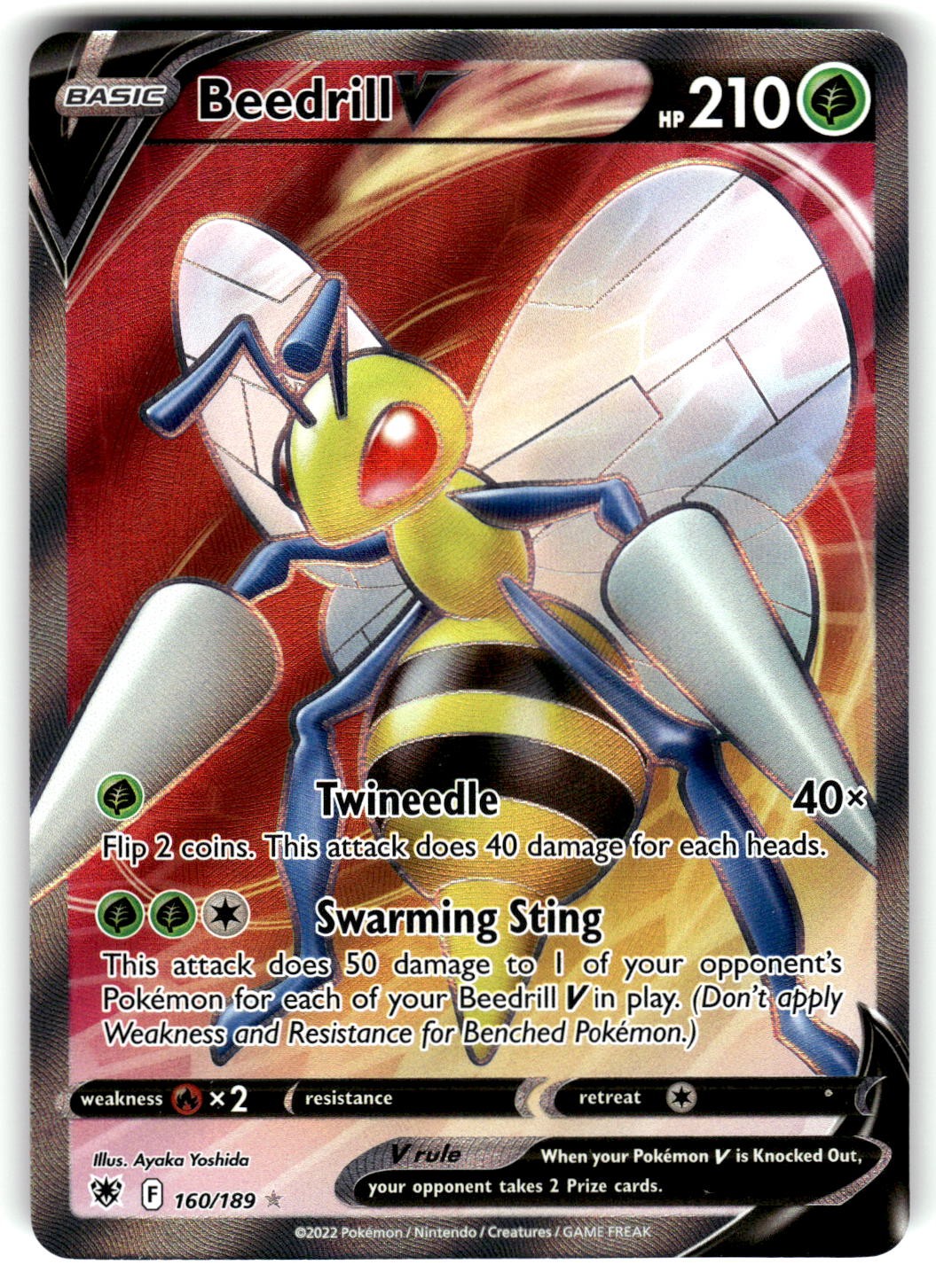 Beedrill V (Full Art) 160/189 Pokemon SWSH10: Astral Radiance Holo Ultra Rare NM