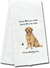 E&S Pets 711-15 Golden Retriever Dog Kitchen Towel, Off-white