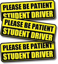 Student Driver Magnet for Car - 3-Pack Reflective Magnetic Bumper Sticker Set...