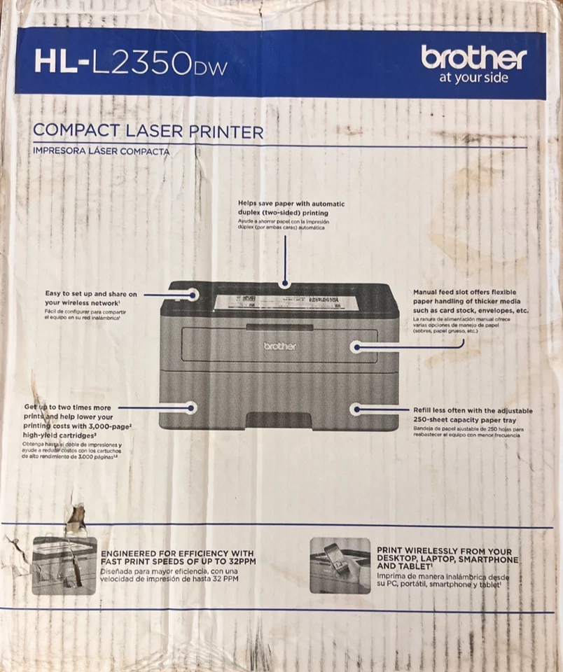 Brother HL-L2350DW Monochrome Laser Printer - Image 2 of 2
