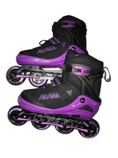 Papaison Roller Blades 72MM 82A In-line Skates Adjustable Black Pink Sz L 5-7.5