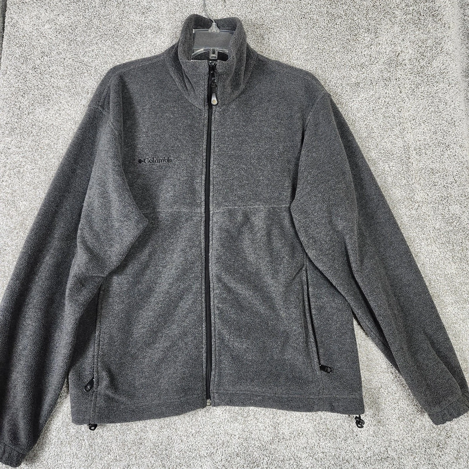 Columbia Jacket Mens Medium Gray Fleece Full Zip Lightweight Outdoor Hiking