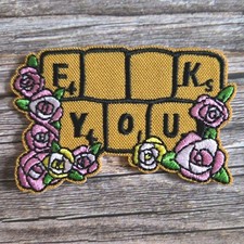 Fck You Flowers Funny Punk Rock Basic Embroidered Iron on Patch