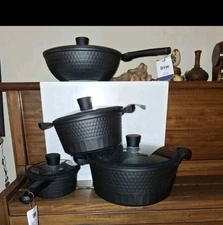 D&W Deane and White 8 Piece  Cookware   Casseroles BLACK NEW