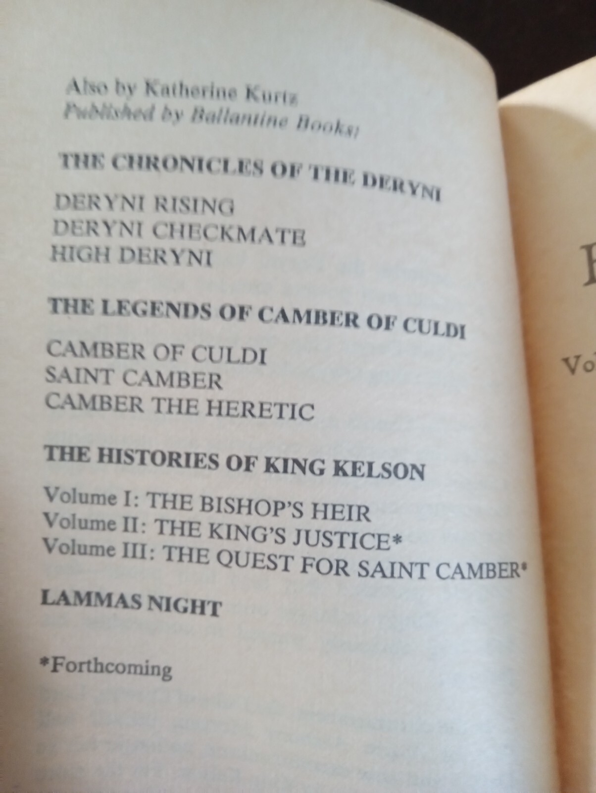 Histories of King Kelson book series, by Katherine Kurtz