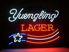 New Yuengling Lager US Flag Neon Light Sign 17"x14" Real Glass Lamp Beer Bar