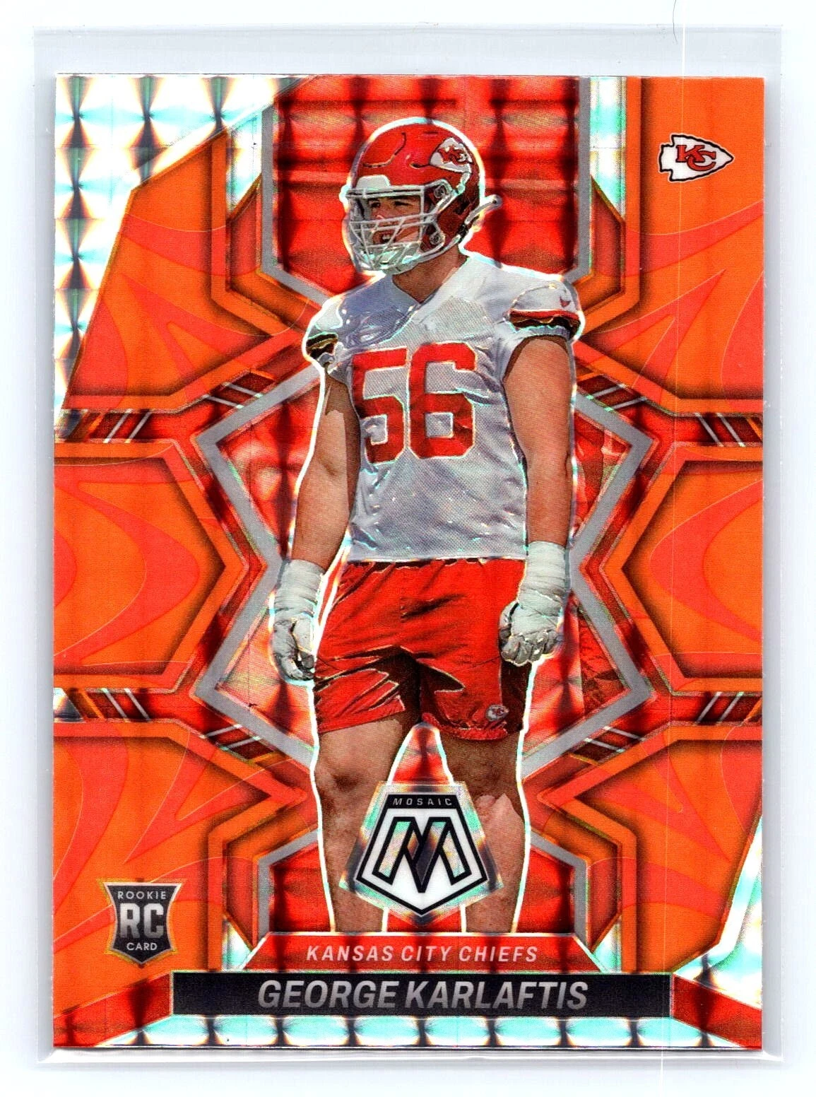 2022 Mosaic George Karlaftis ROOKIE Orange Reactive RC #377 Kansas City Chiefs