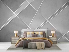 3D Gray Lines Geometry Wallpaper Wall Mural Self-adhesive Removable 385