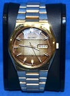 Vtg Seiko Automatic Watch Men Silver Gold Tone 6309-8099 Faceted Crystal