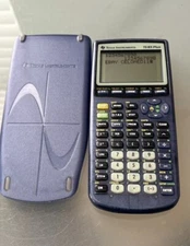Texas Instruments TI-83 Plus Graphing Calculator w/cover clear blue WORKS