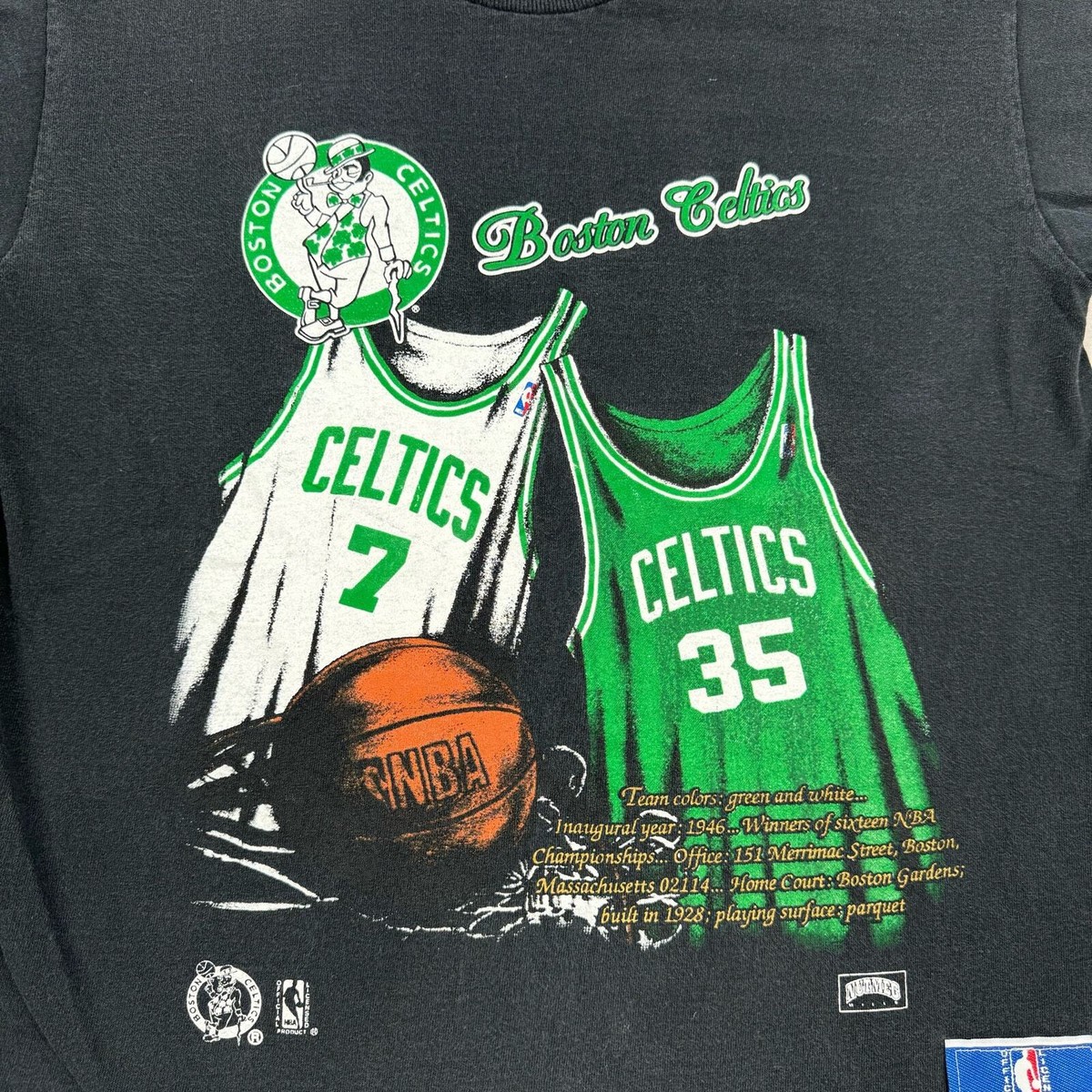 Vintage Boston Celtics Shirt Sz Youth Medium Black Single Stitch