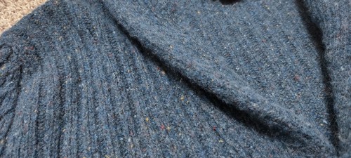 Pendleton Sweater Men Medium M Shawl Slim Cargidan Blue Donegal Lambs Wool Blend - Picture 3 of 15