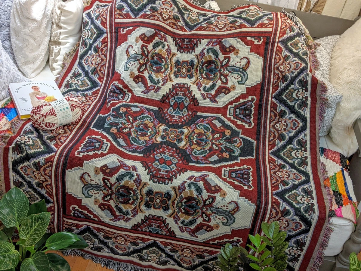 DaDa Bedding Elegant Majestic Kilim Red Woven Tapestry Throw