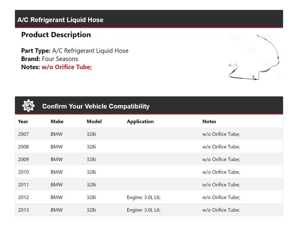 Manguera de líquido refrigerante aire acondicionado BMW 328i 2007-2013 4 estaciones 2008 2009 2010 2011 Foto 2 de 4