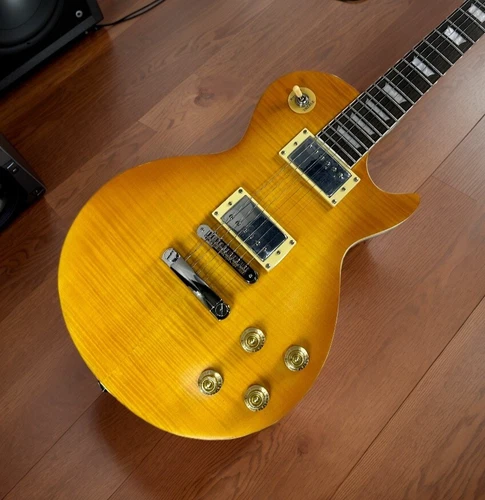 LP Electric Guitar Flame Maple Top Mahogany Body Matte Finish ABR-1 Bridge