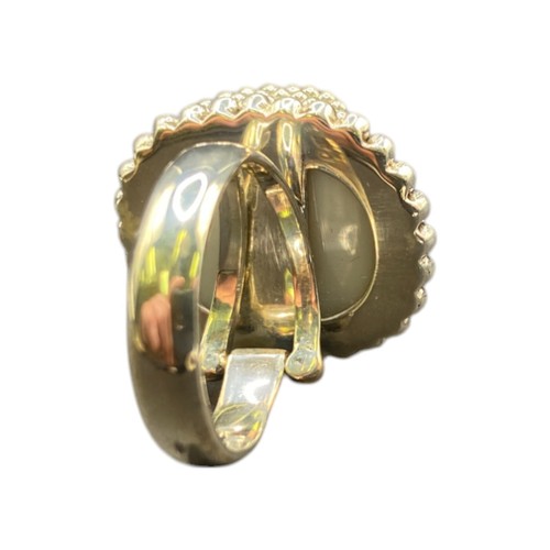 Anello Zebra Diaspro Taglio Cuscino Cristallo Argento Sterling Placcato Oro Timbrato Sejan - Foto 7 di 24