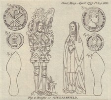 Brass plates in St Mary & All Saints Church Chesterfield Derbys Roman Coins 1797