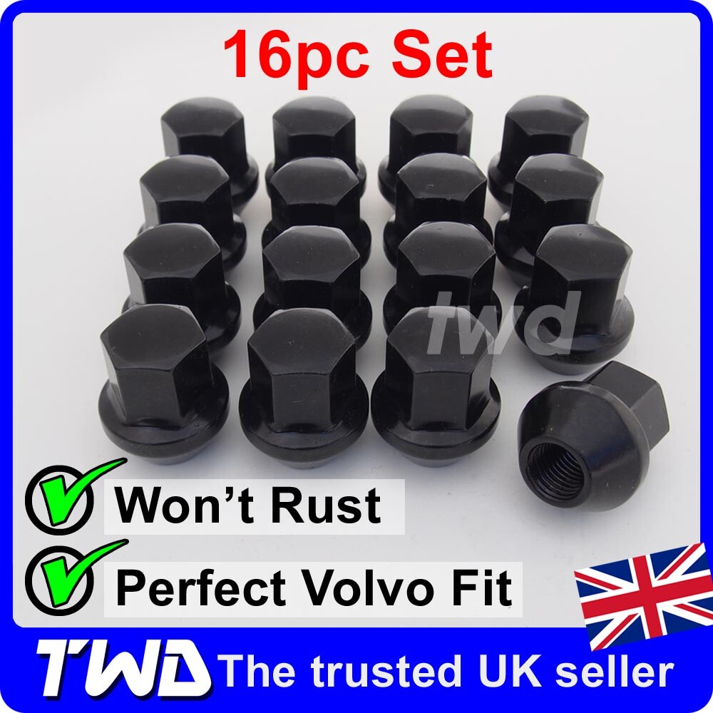 Set Of 16 Compatible Alloy Wheel Nuts For Volvo - M12x1.5 Thread, Lug Stud Bolt Set (TWD Brand, Part V4O)