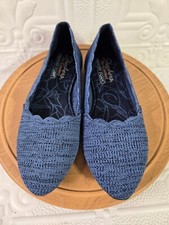 Skechers Cleo Newford Flats 44870 Scalloped Flat Air Cool Memory Foam BlueSz 8.5