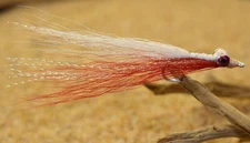 6ct - Red & White Clouser Minnow Flies - Mustad Saltwater Duratin Hooks