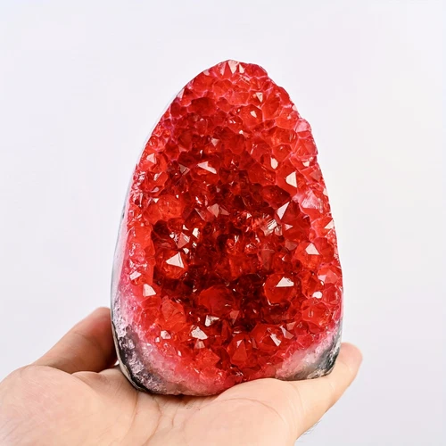 1PC Wine Red Geode Cluster with Display Stand Premium Crystal Home Office Decor - Picture 15 of 23