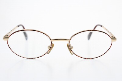 Luxottica Vintage‎ Italian Oval Gold Metal Eyeglass Frames Only 56-15 130 Vintage Luxottica MABEL Gepharvest Eyeglasses Gold Frames 56  main image 3