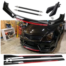 Gloss Black Strut Rod For Cadillac CTS CTS-V Front Bumper Lip Spoiler Splitter