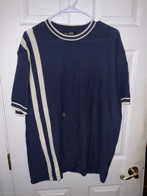 OXknit retro style mod white stripe navy blue knit t-shirt XL | eBay