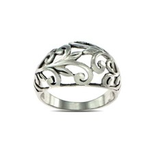 Sterling Silver Oxidized Filigree Wide Statement Ring, Size 6