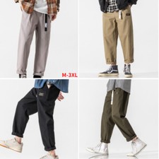 Mens Knitted Loose Pants Sweatpants Straight Leg Trousers Pocket Hip Hop