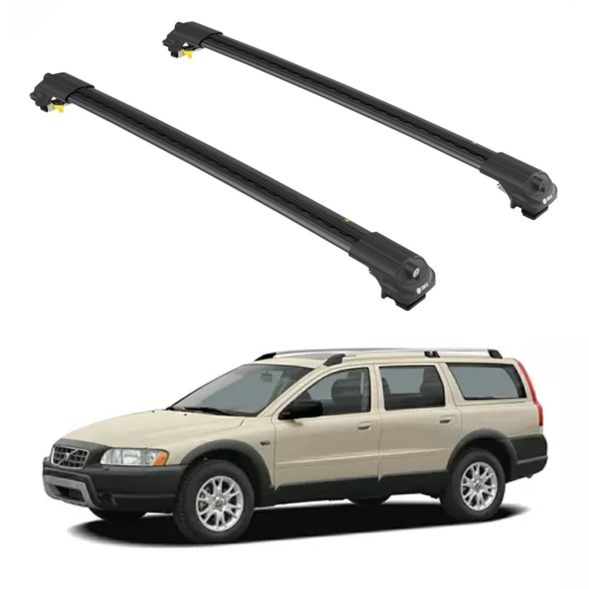 For VOLVO XC70 AU ESTATE 2000 08 Roof Rack Cross Bars Black Set