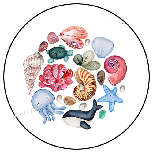 OCEAN SEA LIFE SHELLS BEACH ENVELOPE SEALS LABELS STICKERS PARTY FAVORS ...