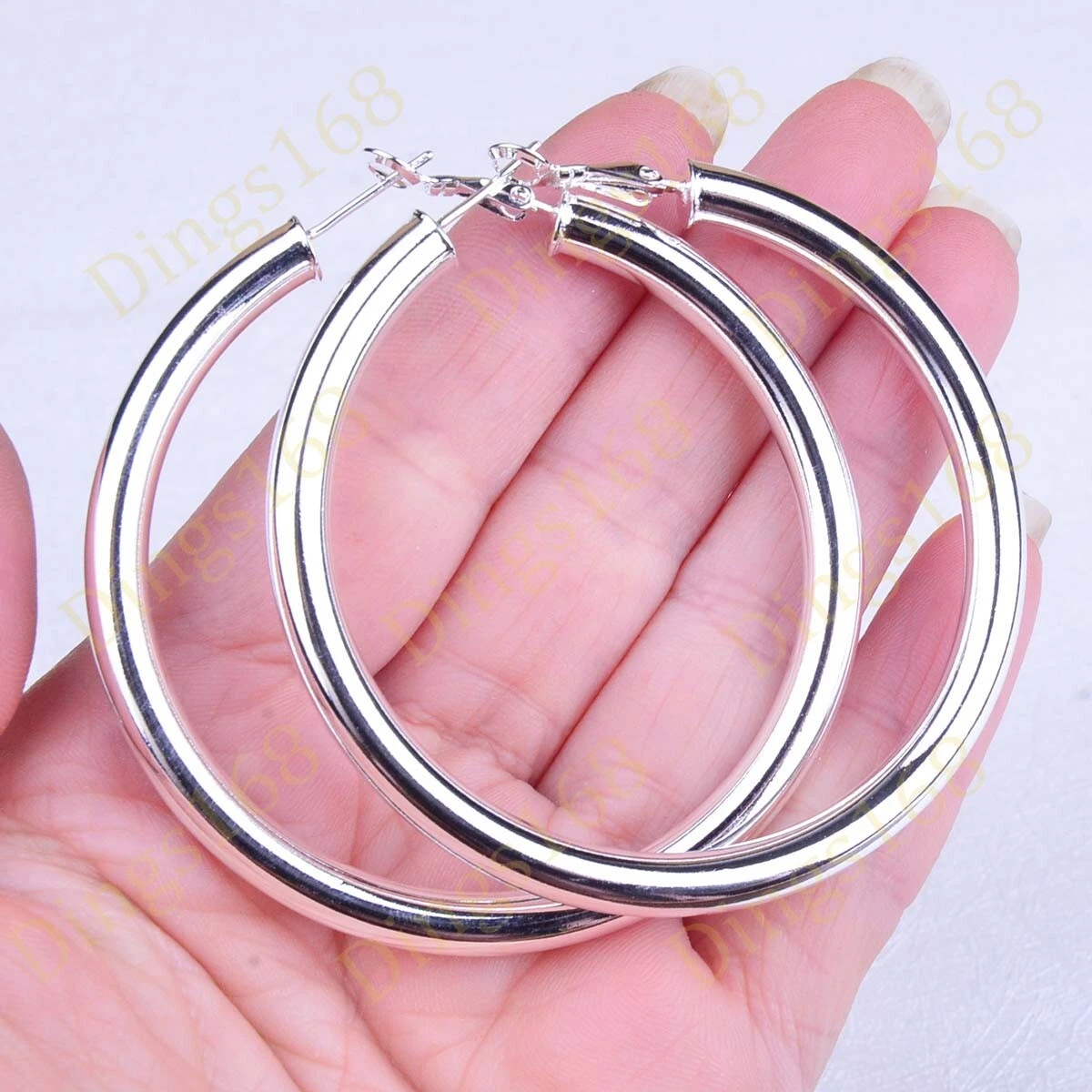 Sterling silver hollow hoop earrings clearance