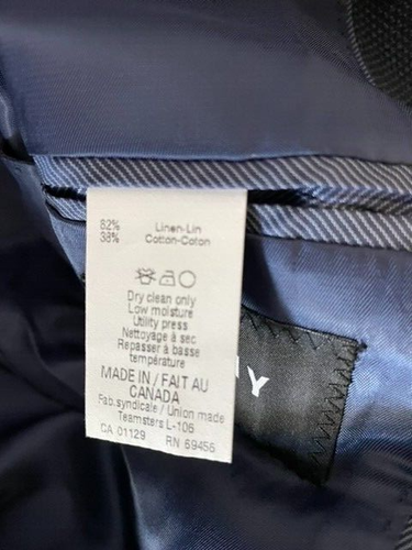 $525 Dkny Men's Navy Modern Fit Textured Linen Blazer Sport Coat 40L yse3022 - Picture 2 of 4