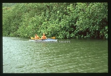 1980 Slide Two Men Paddling Wailua River Kauai Hawaii #3955