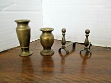 Vintage Doll House HEAVY BRASS Urns Andirons -- Quality Workmanship -- Lovely