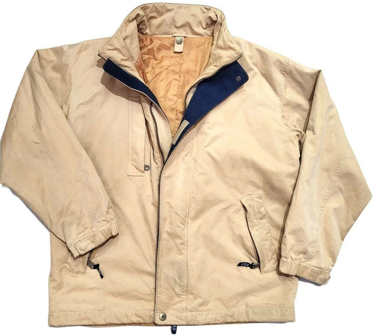 Polo Ralph Lauren men jacket Full Zip Vintage Khaki Beige Work Wear