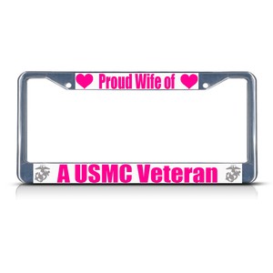 MARINES USMC COMBAT BLACK Black Metal Bike Motorcycle License Plate Frame Tag