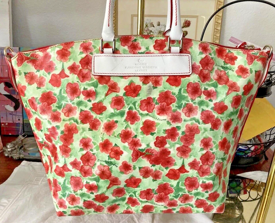 Bolso Dooney Bourke Vanessa Rojo Floral Blanco Cuero Florentino X-Large Foto 2 de 4