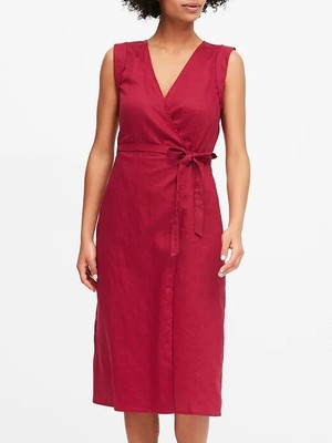 red cotton wrap dress